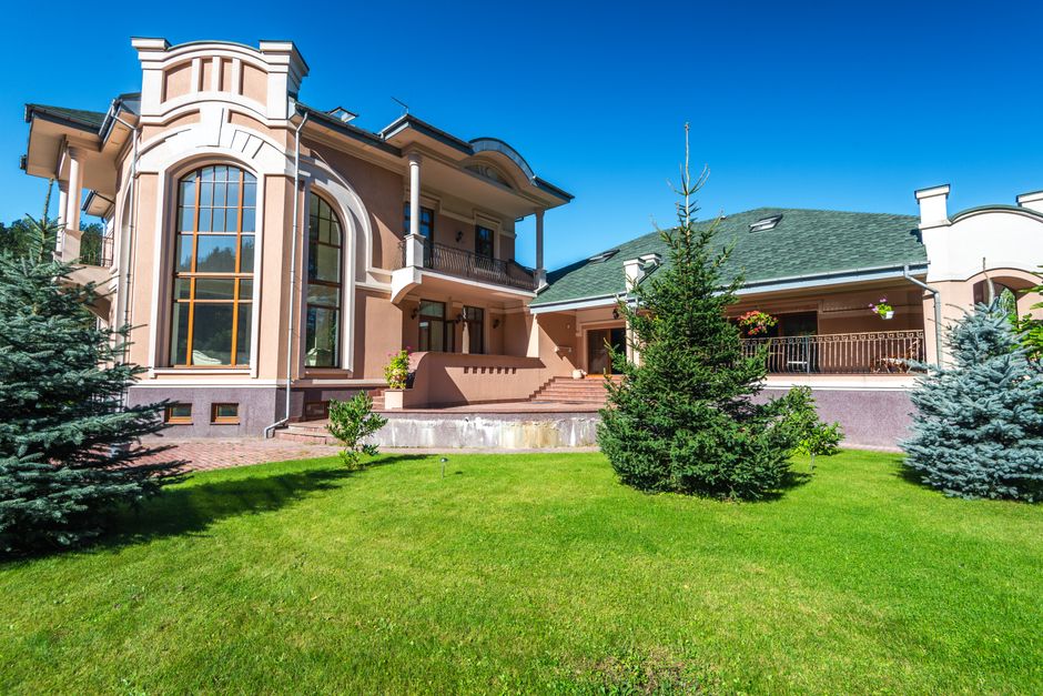 Beautiful modern house exterior showcasing double hung windows